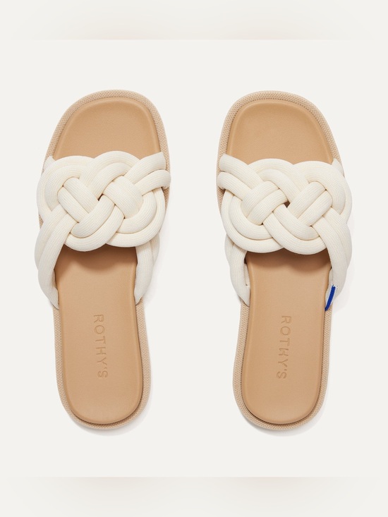 Rothy's Shoes - Rothy's The Summer Sandals White Sand Braided Knotted Slides Size 11